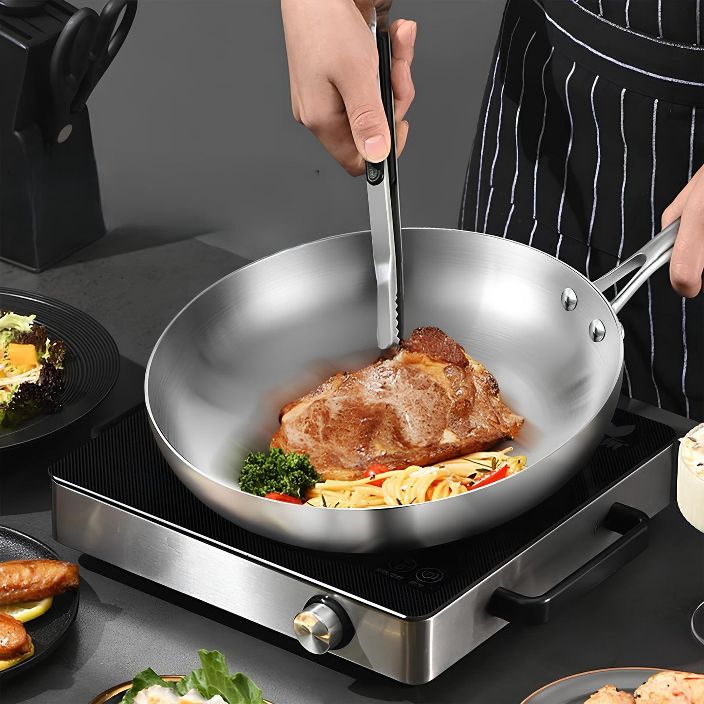 Poêle en inox - Wok 5 Plis™  Lot de 3